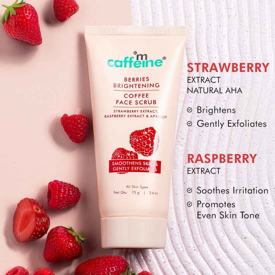 mCaffeine Berries Brightening Coffee Face Scrub For Glow | Exfoliating And Tan Removal Scrub