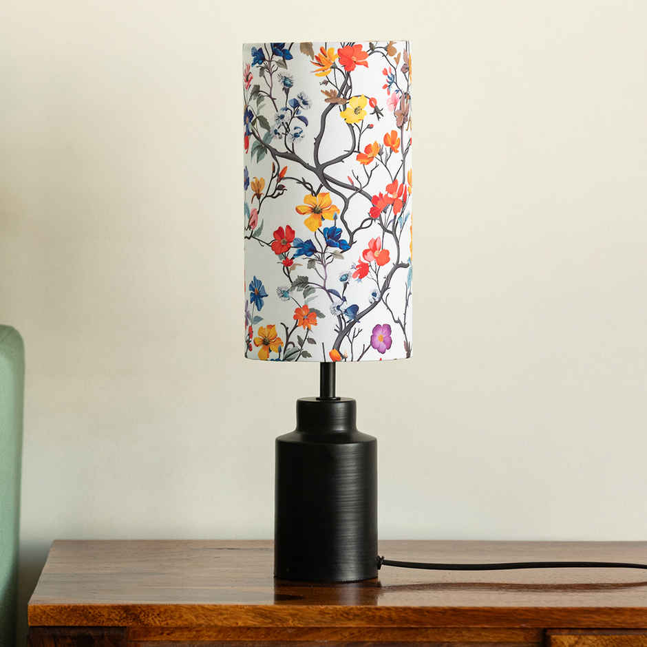 ExclusiveLane Floral Twilight Metal Table Lamp Handcrafted - 45 cm