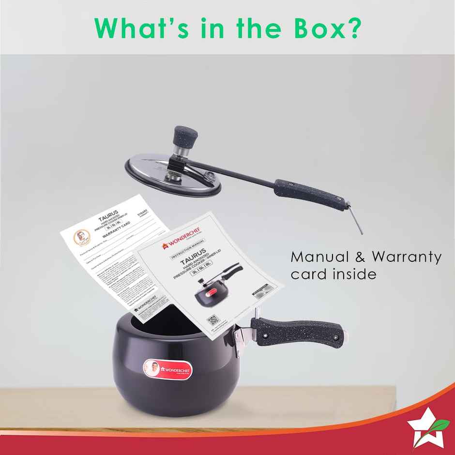 Wonderchef Taurus Hard Inner Lid Anodized Pressure Cooker ,3 Litre