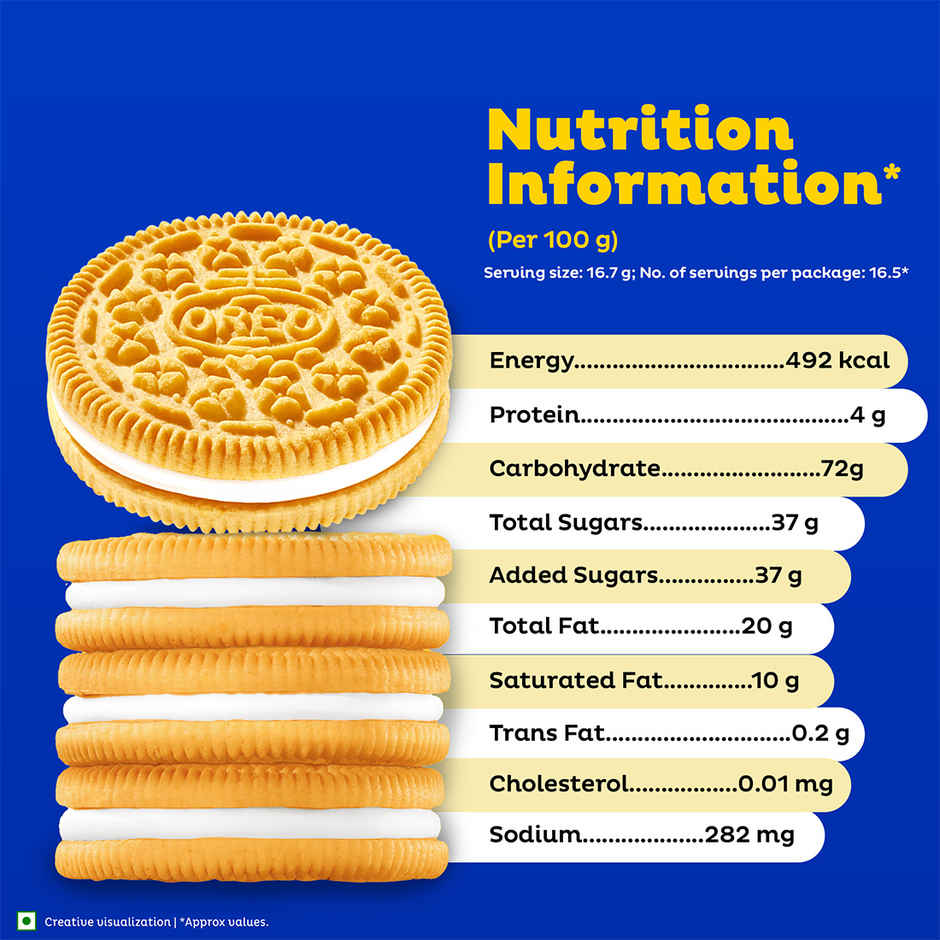 Cadbury Oreo Golden Vanilla Flavour Creme Sandwich Biscuit Family Pack