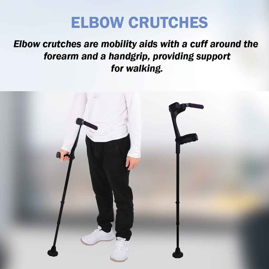 Stergic Next Adjustable Walking Crutches With Height Adjustability, Elbow Support & Arm Cuff