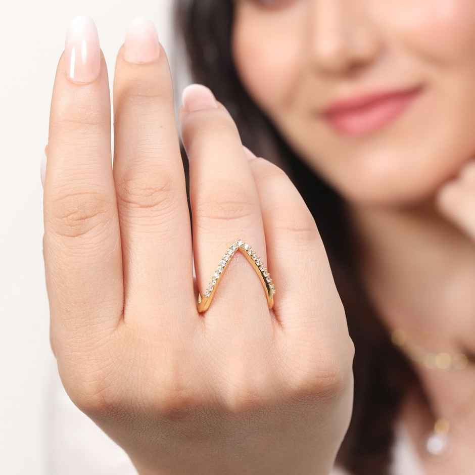 Zavya Abstract CZ Gold Plated 925 Sterling Silver Ring