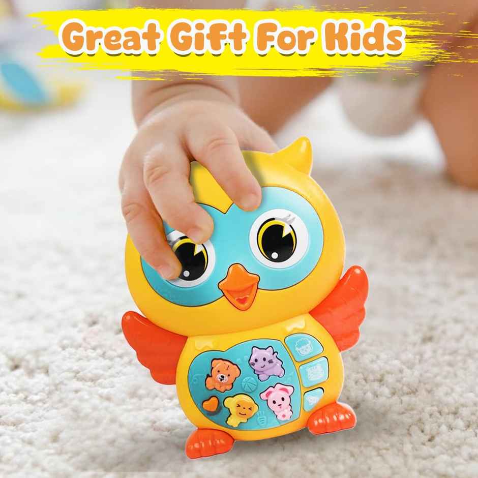 Wembley Owl Baby Musical Toys With Music Led Lights Animal Sounds Crawling Toys-Yellow