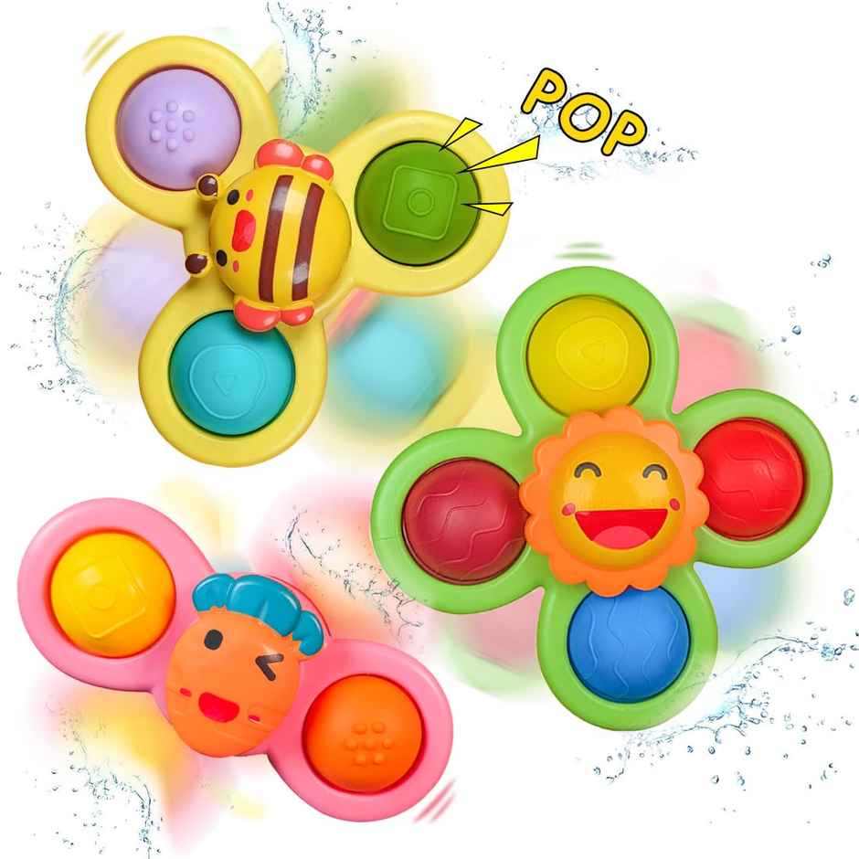 Wembley Baby Bath Toys 3 Pcs Suction Cup Spinner Toy For Baby Toddlers Sensory Toys For Kids
