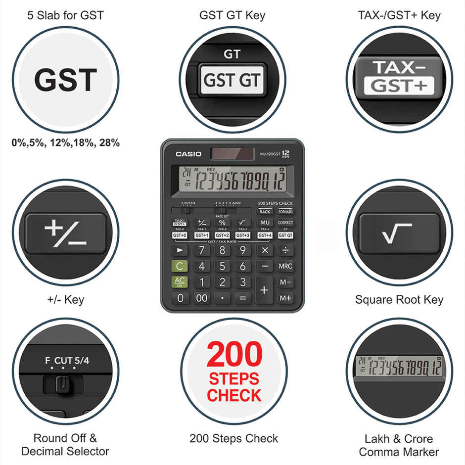 Casio MJ-120GST GST Calculator | Black