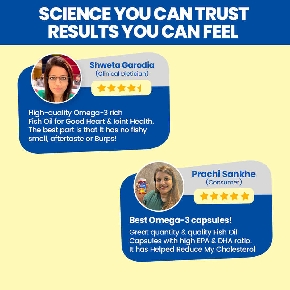 Fast&Up 1250 mg Omega 3 Fish Oil Capsules - No Fishy Burp and No Aftertaste