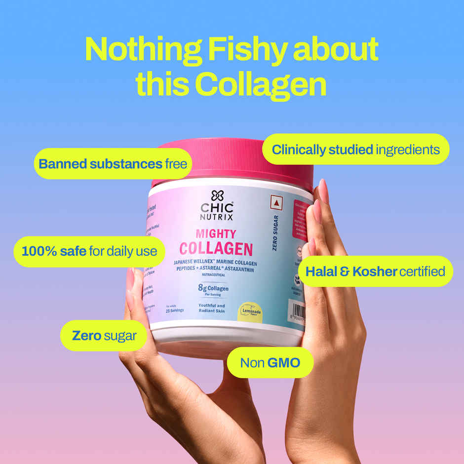 Chicnutrix Japanese Marine Collagen Peptides + 2 mg Astaxanthin, Lemonade Flavour