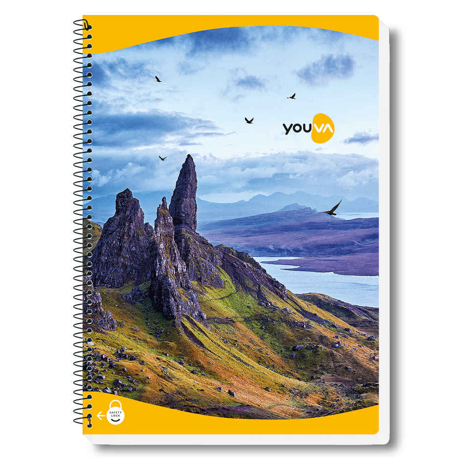 Navneet Youva Spiral Bound Unruled Notebook (400 Pages, A4 Size 21 cm x 29.7 cm, Colour May Vary)