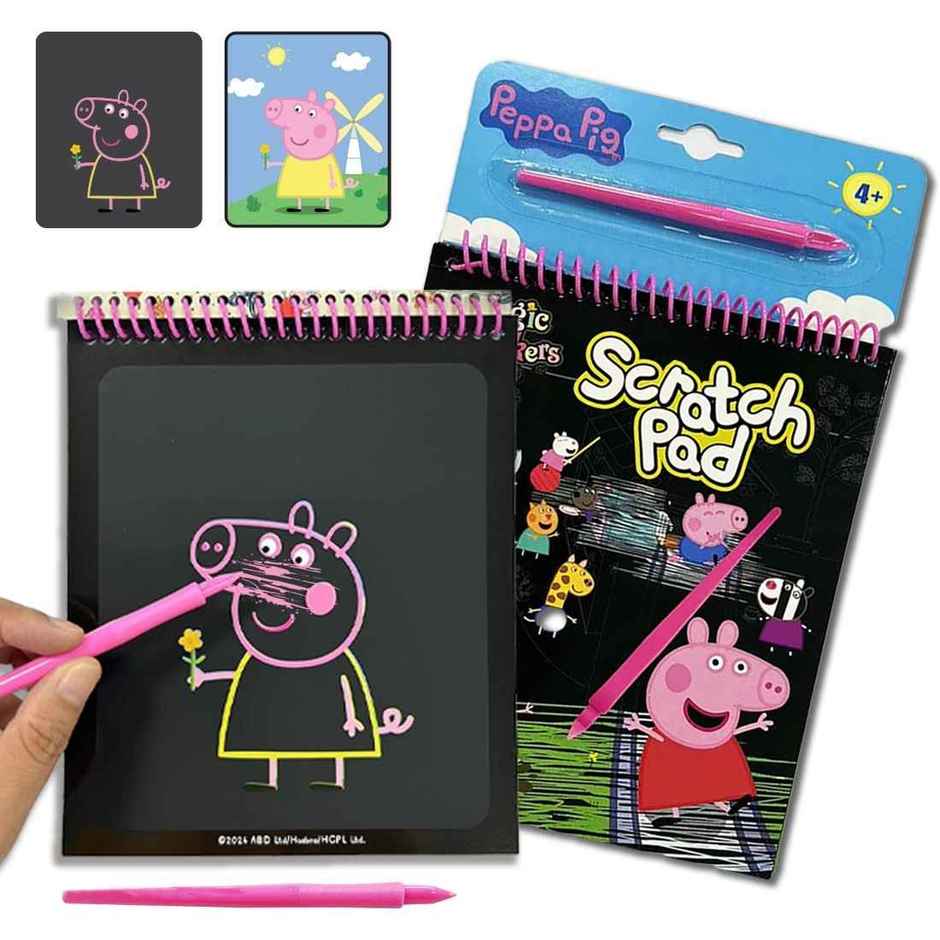 Wembley Peppa Pig Scratch Art Book DIY Magical Scratch Book with Story & Pen, Gift for Kids