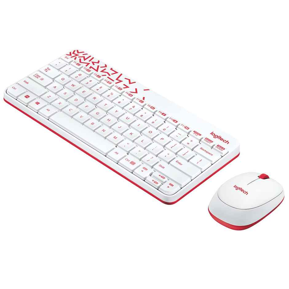 Logitech Mk240 Wireless Keyboard And Mouse Combo-White/Red