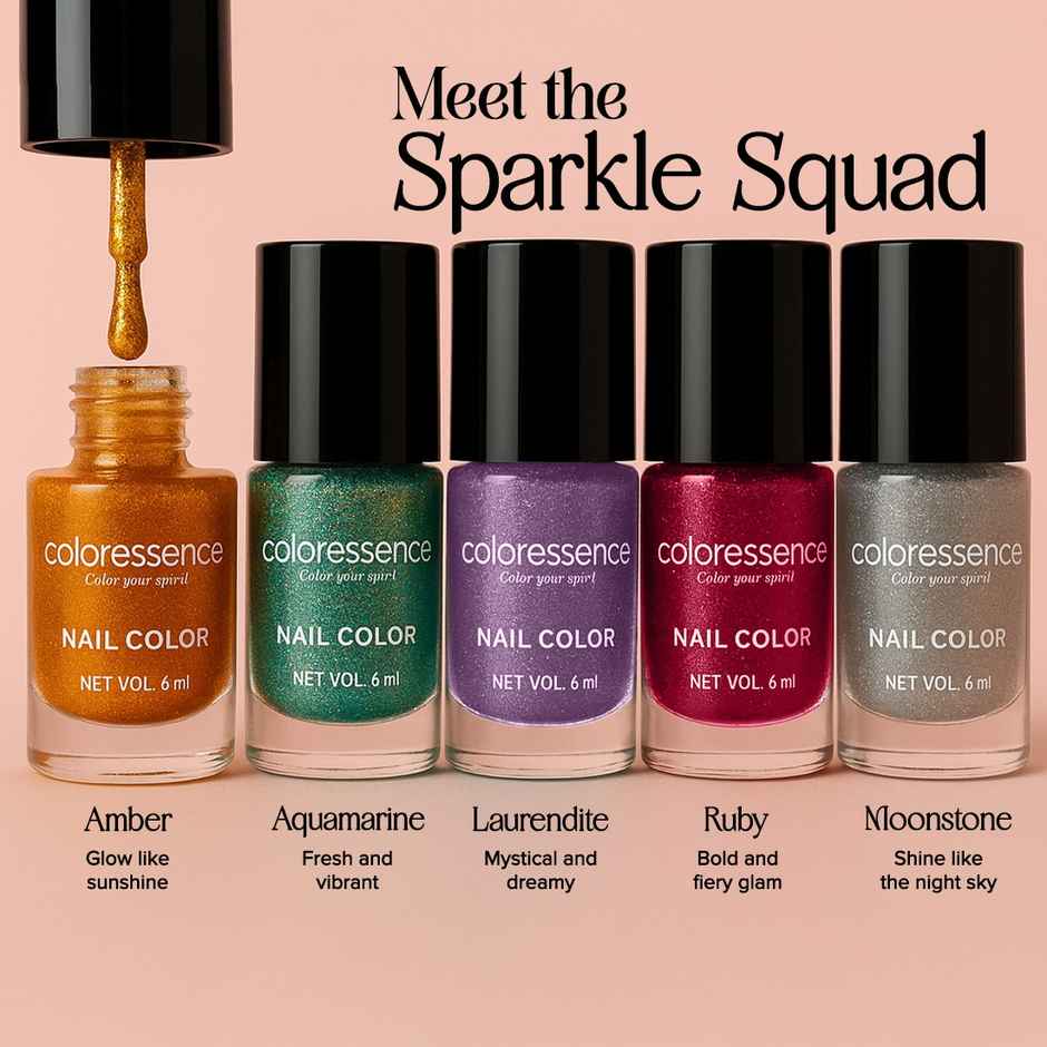 Coloressence Talk to Glitter Nail Paint Kit|Free Remover|Glitter Finish|Quick Dry | Chip-Resistant