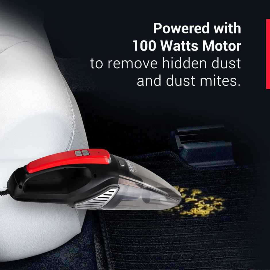 Eureka Forbes Car Vac 100 Watts Powerful Suction Vacuum Cleaner(Black And Red)