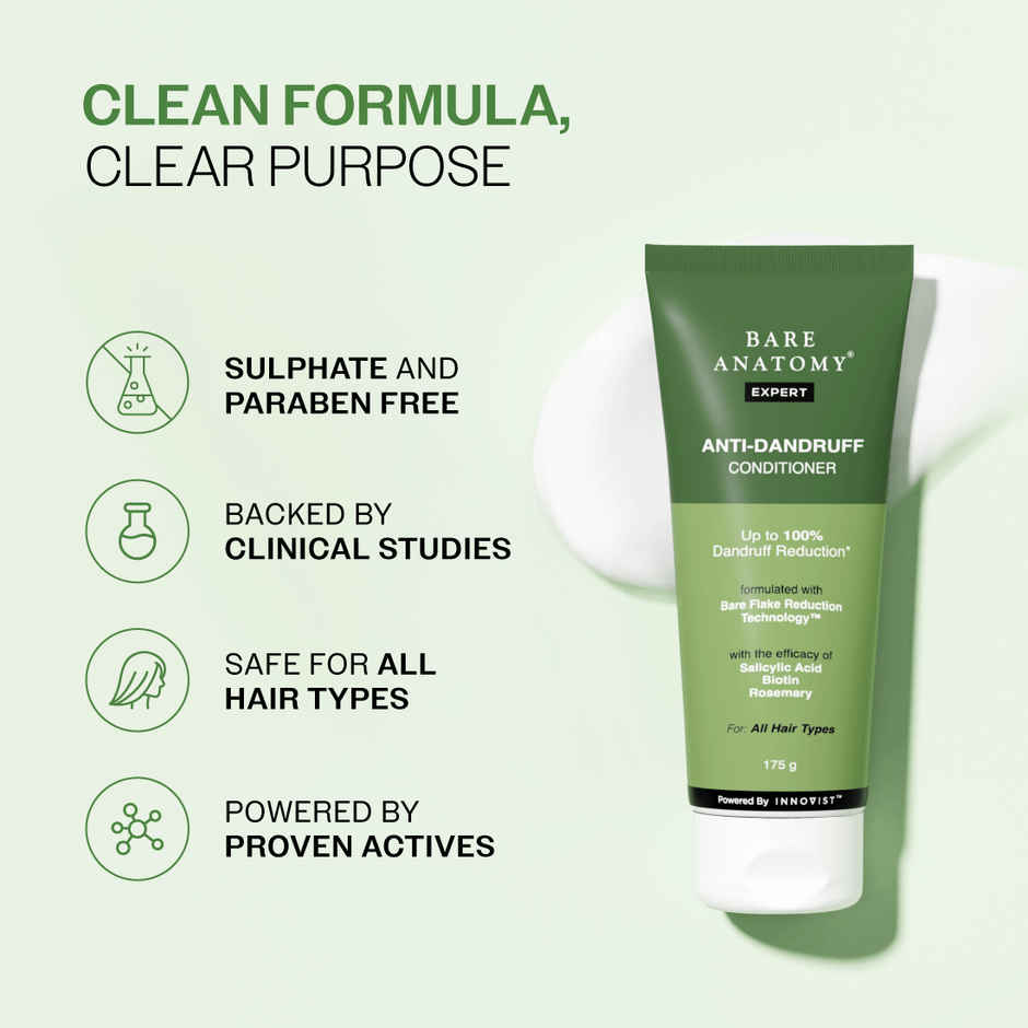 Bare Anatomy Anti-Dandruff Conditioner with Rosemary & Biotin | Moisturizes & Reduces Frizz