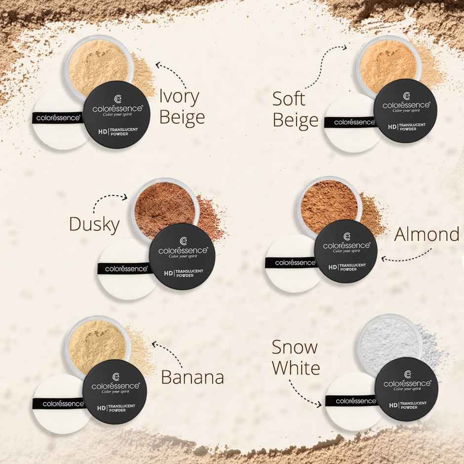 Coloressence HD Translucent Loose Powder 10g | Ivory Beige| Blurs Pores | Matte Finish|Long Lasting