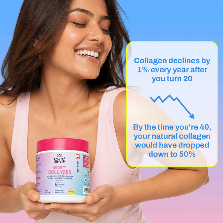 Chicnutrix Japanese Marine Collagen Peptides + 2 mg Astaxanthin, Lemonade Flavour
