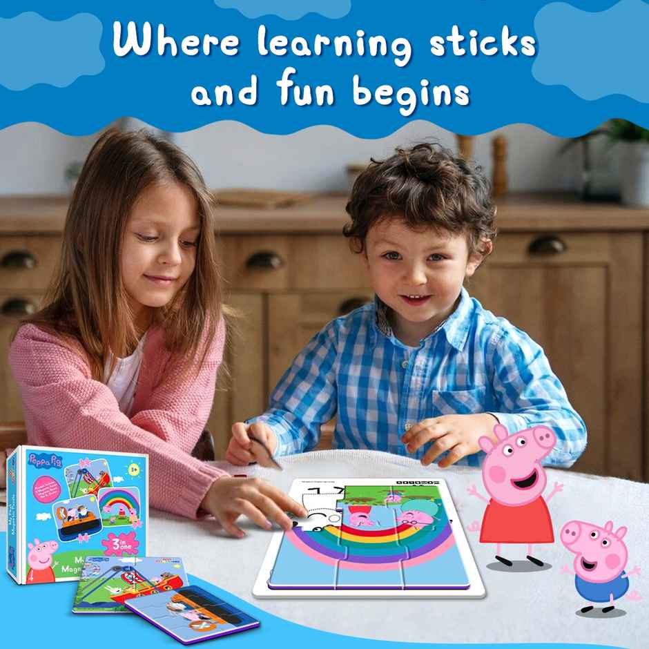 Wembley Peppa Pig - 3 in 1 Jigsaw Magnetic Puzzle for Kids DIY Creative Activity Set | Multi