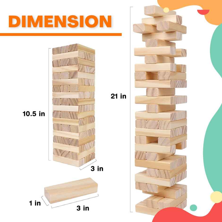 Wembley Wooden Blocks Stacking & Balancing Tower Games For Kids 54 Pcs
