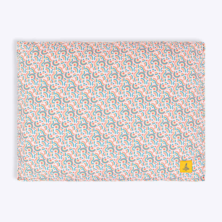 Tlc By Huft - Abstract Doodle Flat Haven Dog Bed - Beige - L