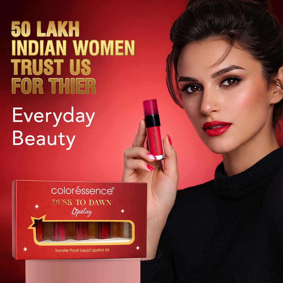 Coloressence Dusk to Dawn Liquid Lipstick Kit (4 Shades) | Free Lip Gloss | Waterproof|Long Lasting