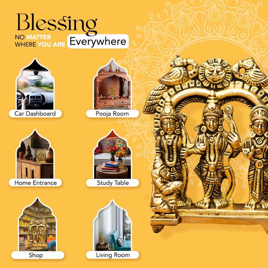 Ekhasa Pure Brass Ram Darbar Murti | Size: 8.4 cm | Ram Darbar Statue For Home Decor