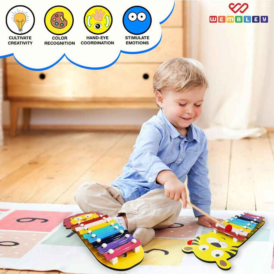 Wembley Wooden Xylophone For Kids Musical Instruments Xylophone Piano With 2 Sticks - Lion