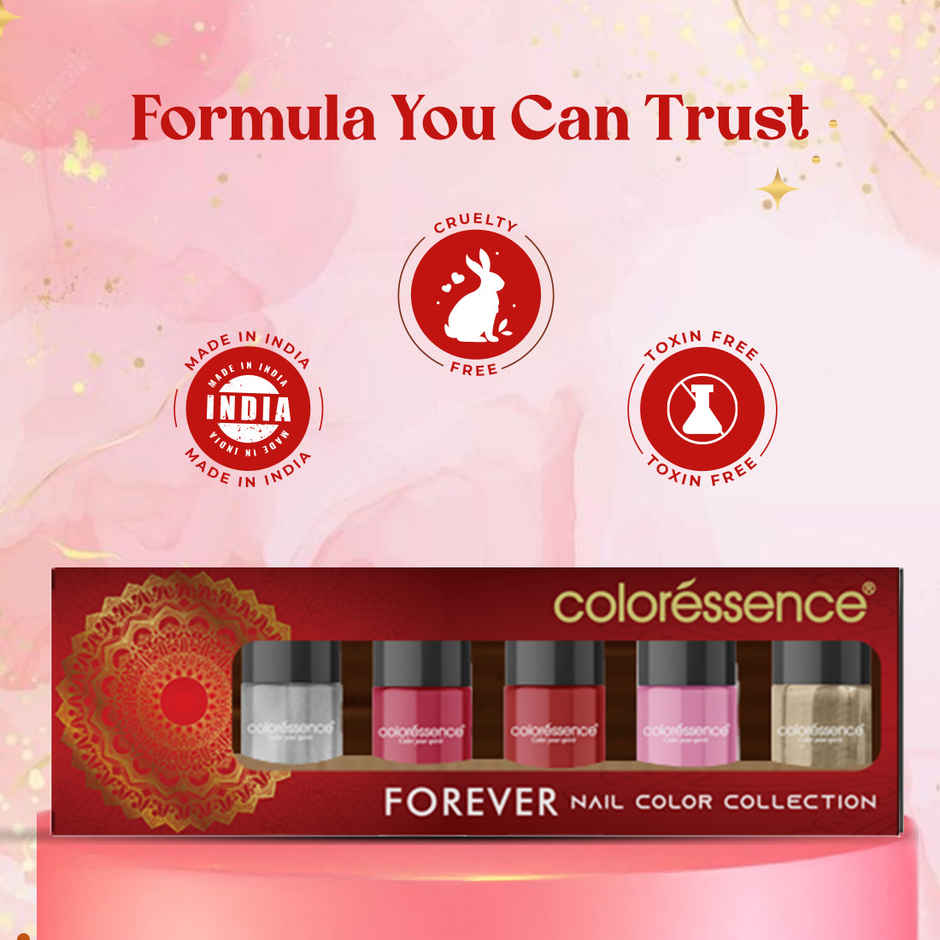 Coloressence Nail Paint Kit | Free Nail Paint Remover-Forever | Multicolour