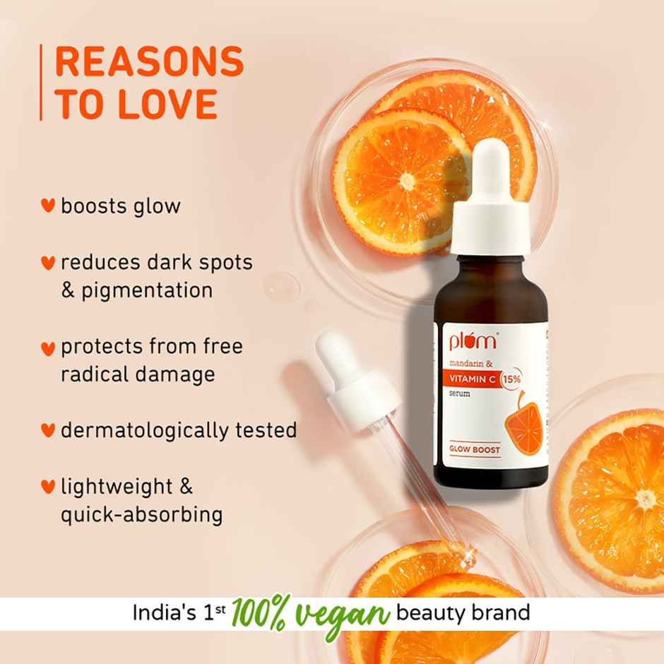 Plum 15% Vitamin C Face Serum With Mandarin (20ml) & Plum 10% Niacinamide Face Serum With Rice Water (15ml) Combo