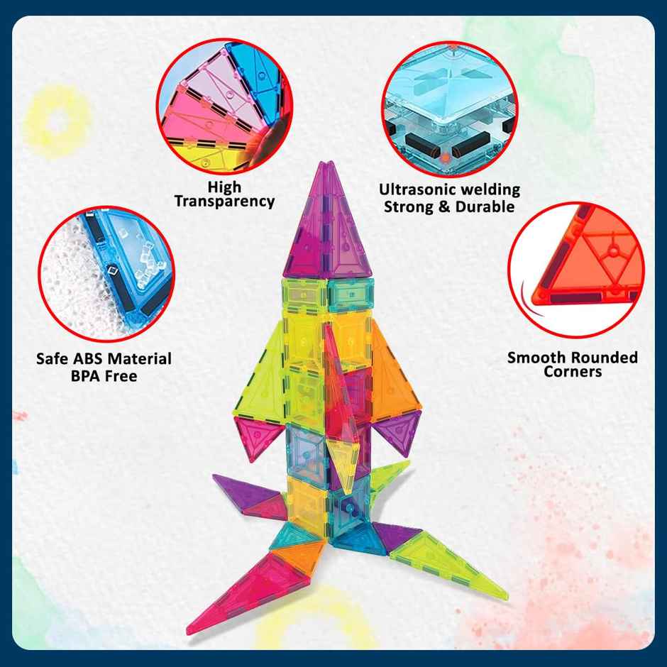 Wembley Magnetic Tiles For Kids Constructing & Creative Learning Brain Development Toys (48Pcs)