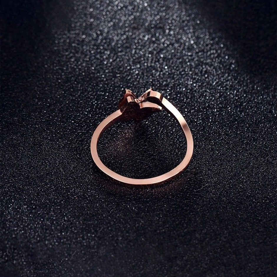 Yellow Chimes Butterfly Charm Crystal Rose Gold Ring