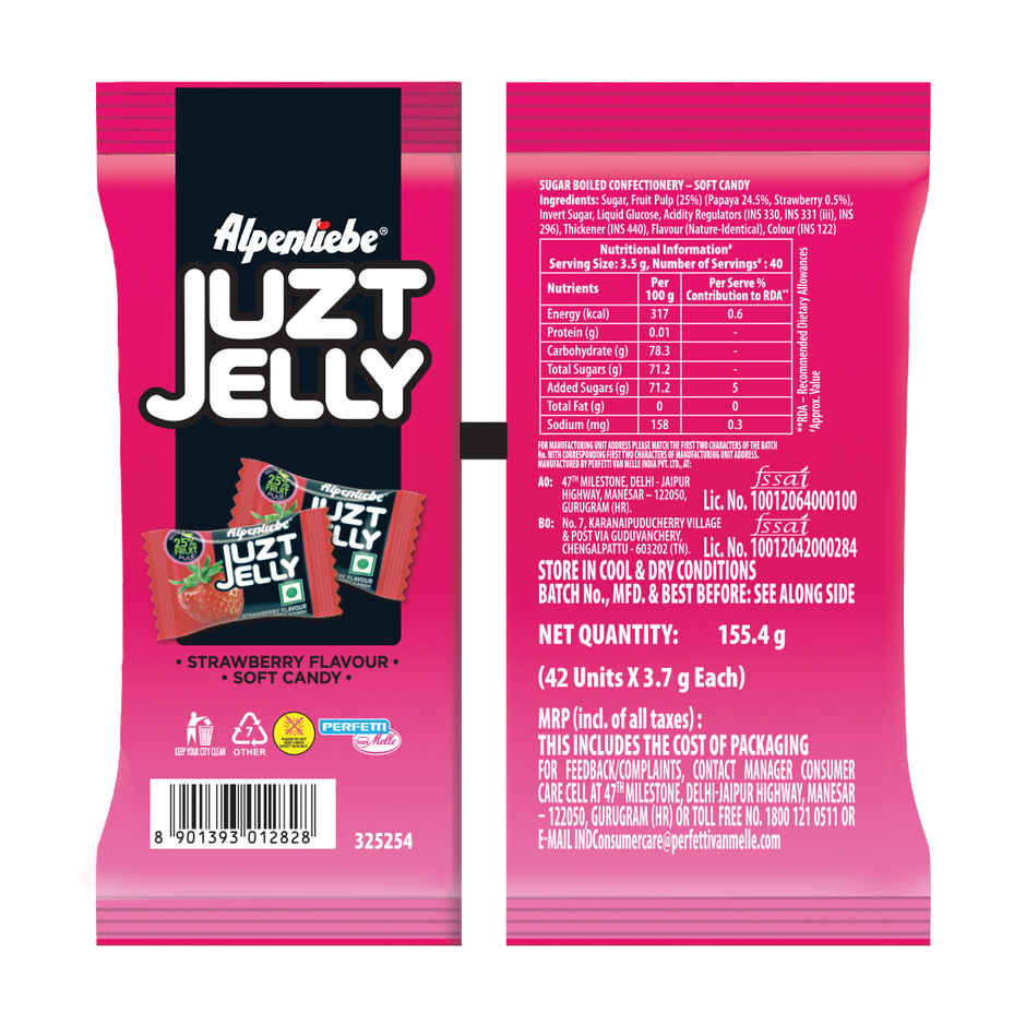Alpenliebe Juzt Jelly Strawberry Soft Candy Pouch