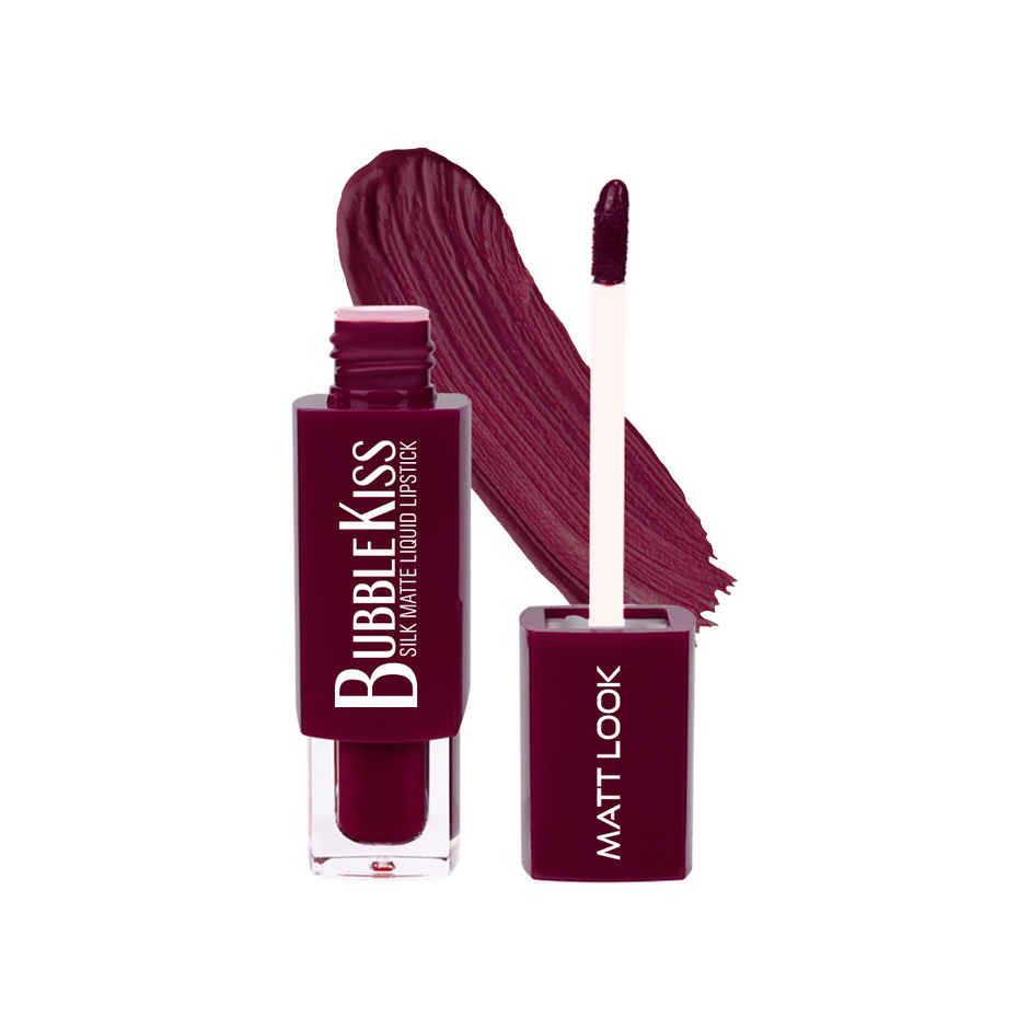 Mattlook Bubble Kiss Silk Matte Liquid Lipstick with Shea Butter & Jojoba Oil | Dark Cherry