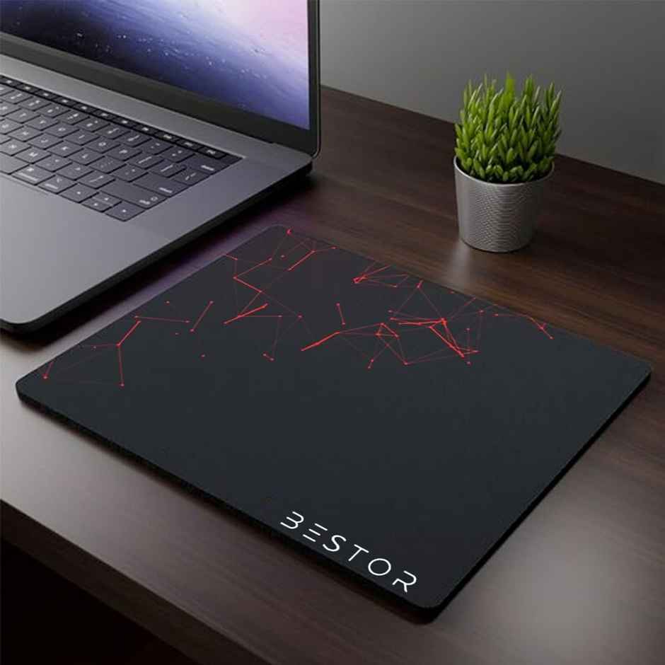 Bestor Ultra-Low Friction Gaming Mouse Mat | Anti-Slip Base | Waterproof Mousepad | Black, Red
