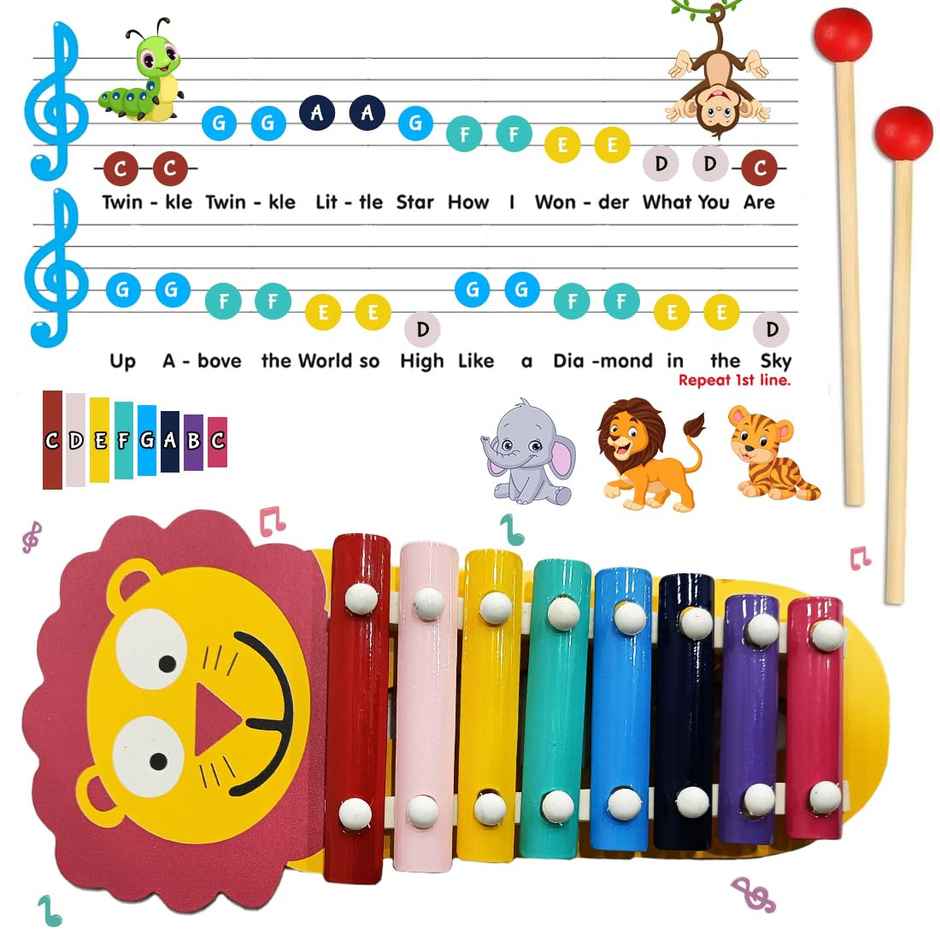 Wembley Wooden Xylophone For Kids Musical Instruments Xylophone Piano With 2 Sticks - Lion