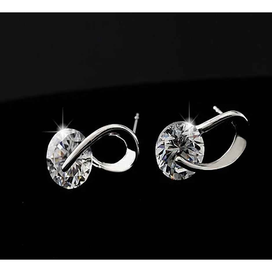 Shining Diva Fashion Women's Silver Plated Platinum Plated Stylish Crystal Stud Earrings Rrsd9826er