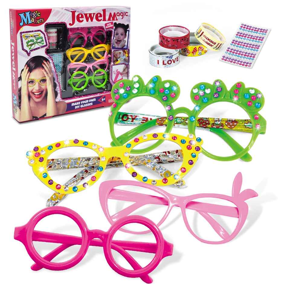 Wembley Kids Craft DIY Glasses Jewelry Making Kit 4 Sunglasses with Stone Stickers & Craft Tape