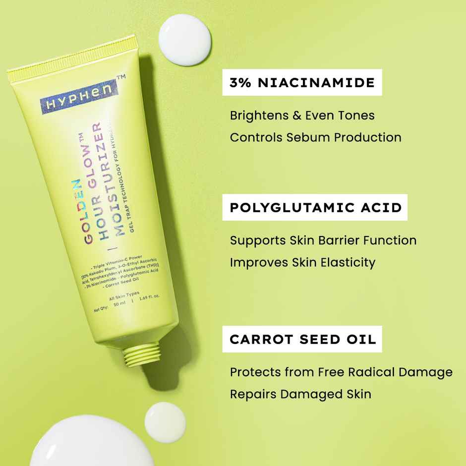 Hyphen Golden Hour Glow Face Moisturizer | Brighter Skin With Triple Vitamin C And 3% Niacinamide Combo    