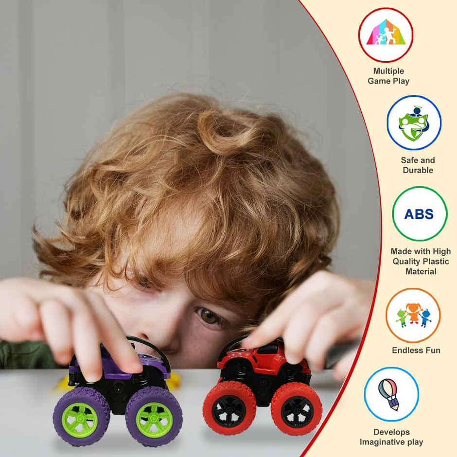 Wembley Monster Truck Tractor Push & Go Toy Trucks Friction Powered 360 Degree Stunt Rotate Toy Car