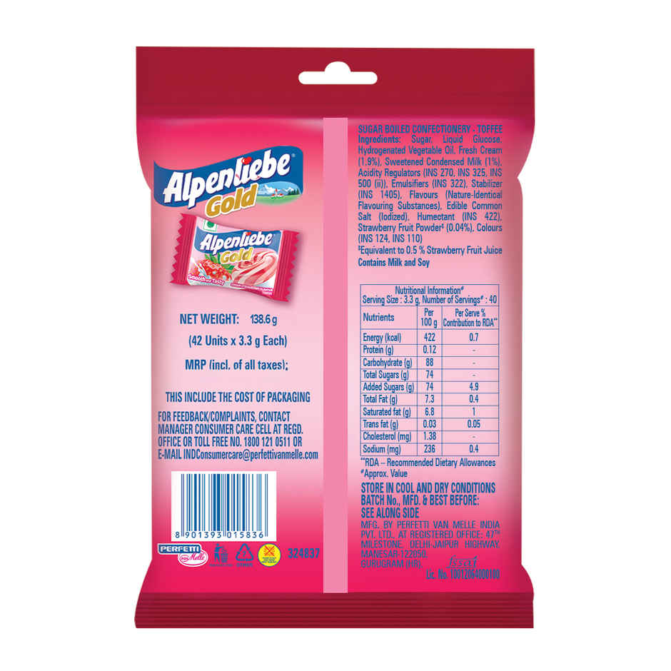 Alpenliebe Gold Cream Strawberry Toffee Pouch