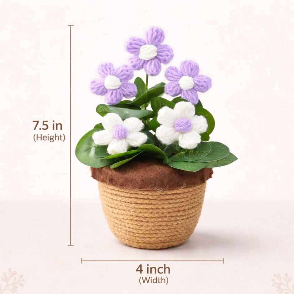 Bosco Handmade Yarn Flower Pot 7.5 Inch | Purple
