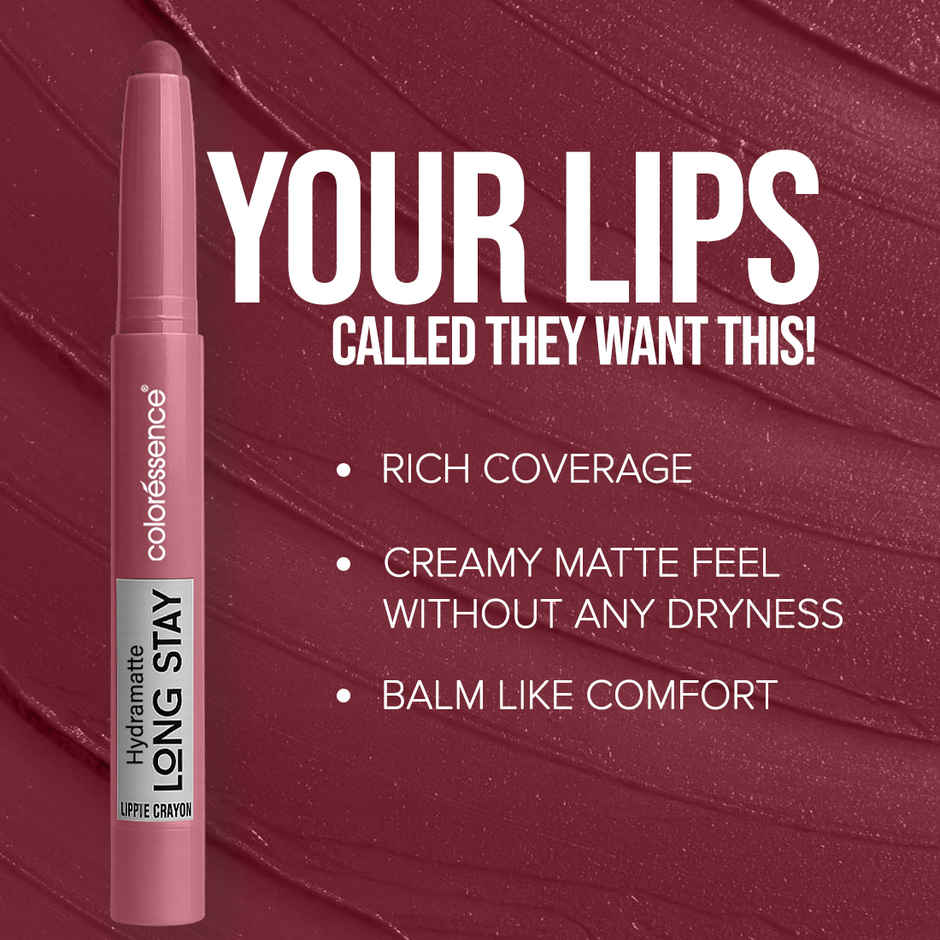 Coloressence Hydramatte Long Stay Lippie Crayon | Intense Pigment, All-Day Comfort | Toffee