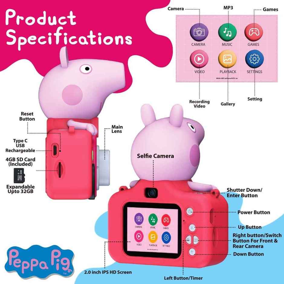 Wembley Peppa Pig Digital Selfie Camera | With 4GB SD Card