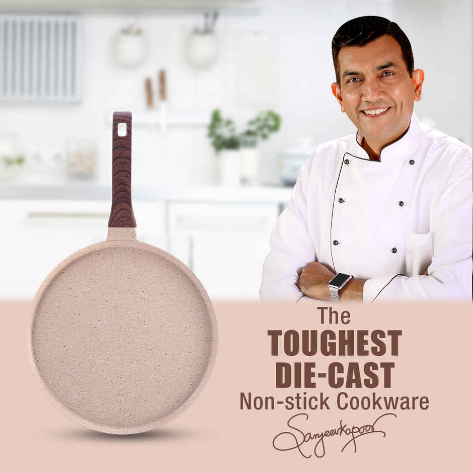 Wonderchef Duralife Die-Cast Non-Stick Dosa Tawa Ivory 28 Cm