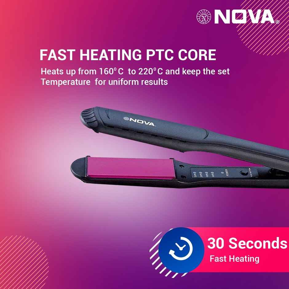 Nova Temperature Control Professional Nhs-900 Hair Straightener | Black and Pink
