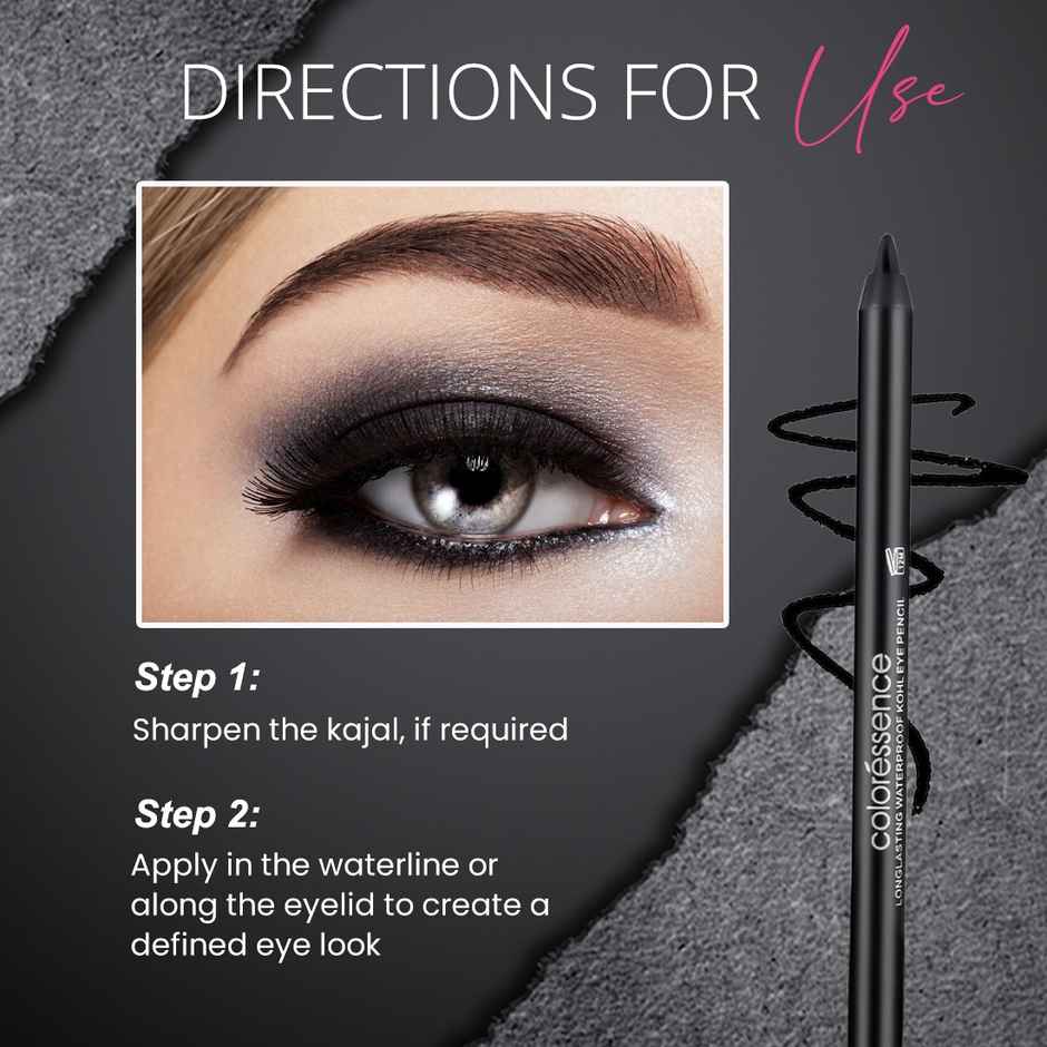 Coloressence HD Kohl Kajal Pencil | Intense Black|Waterproof|Smudgeproof|Matte Finish|Long Lasting