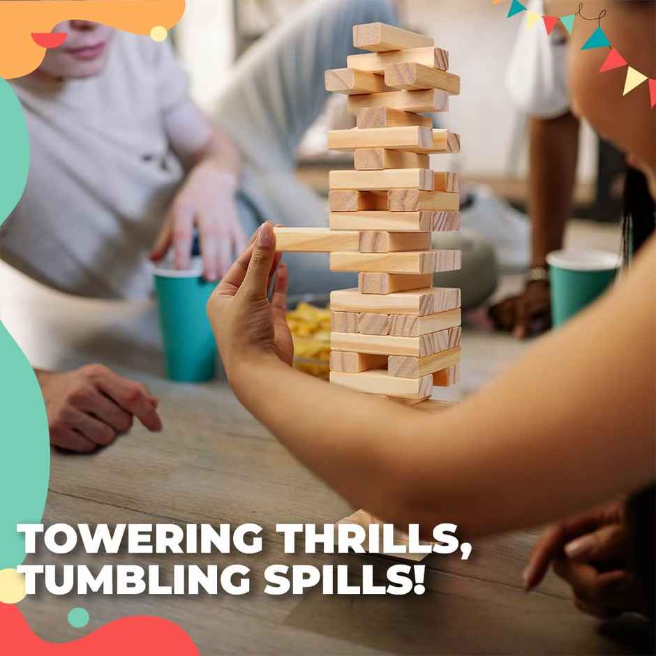 Wembley Wooden Blocks Stacking & Balancing Tower Games For Kids 54 Pcs