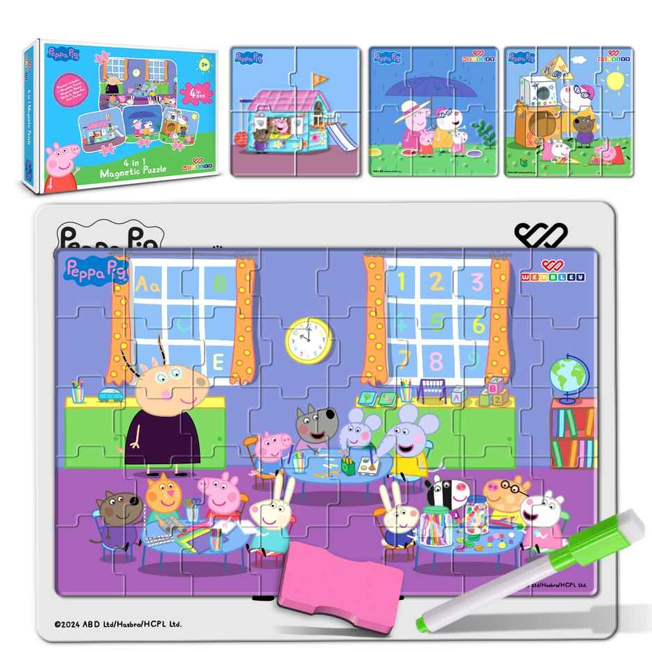 Wembley Peppa Pig - 4 in 1 Jigsaw Magnetic Puzzle for Kids Learning DIY Creative Activity Set