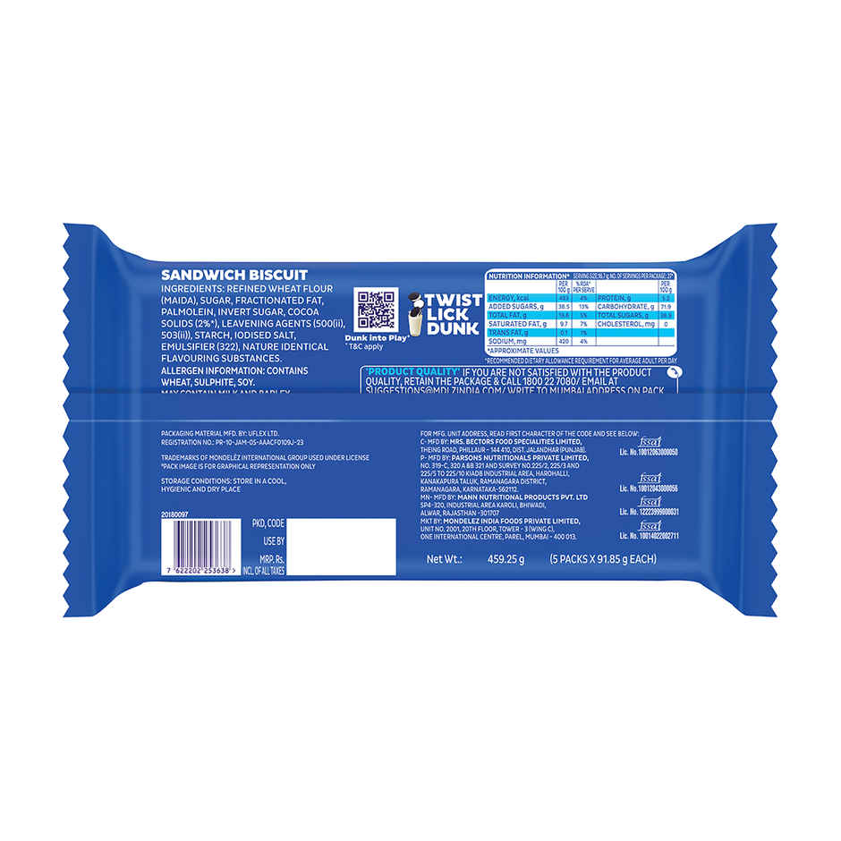 Cadbury Oreo Vanilla Flavour Creme Sandwich Biscuit Mega Family Pack