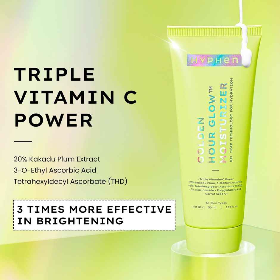 Hyphen Golden Hour Glow Face Moisturizer | Brighter Skin With Triple Vitamin C And 3% Niacinamide Combo    