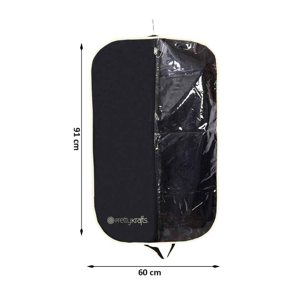 PrettyKrafts Blazer & Suit Covers | With Transparent Front Organizer - Black & Cream