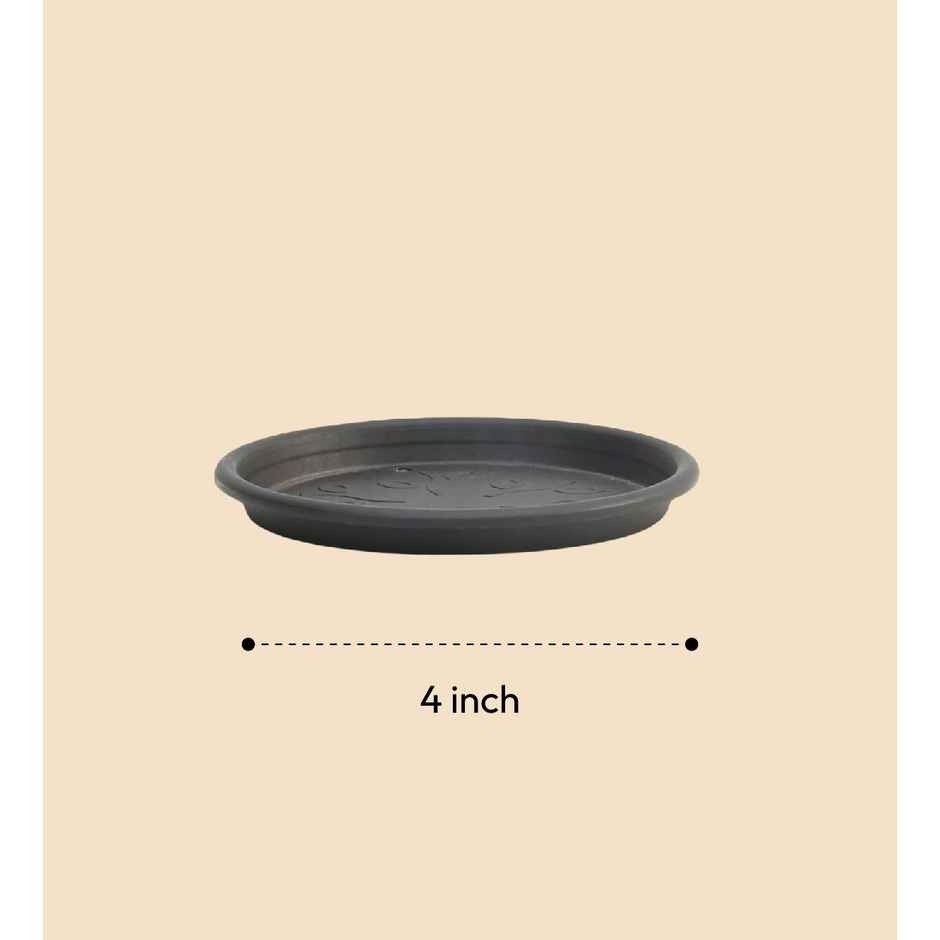 Ugaoo UV Treated 4 Inch Gardening Plastic Tray For Pots | Black | Set of 6